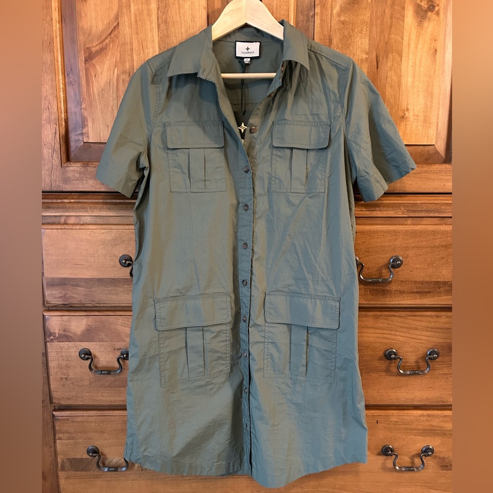 Tuckernuck Army Green Utility Shirt Dress